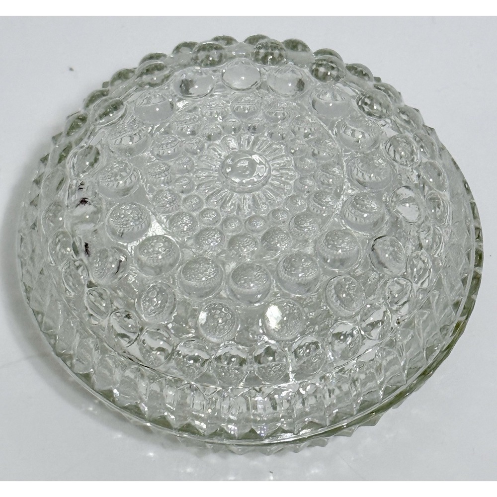 VTG Clear Glass Hobnail Trinket Box W/ Lid Cottagecore Decor Jewelry Holder